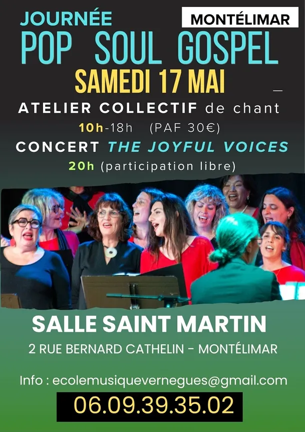 Journée Pop Soul Gospel stage et concert 17 mai 2025 Montélimar